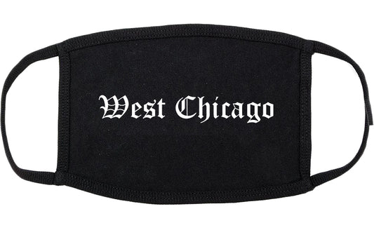 West Chicago Illinois IL Old English Cotton Face Mask Black