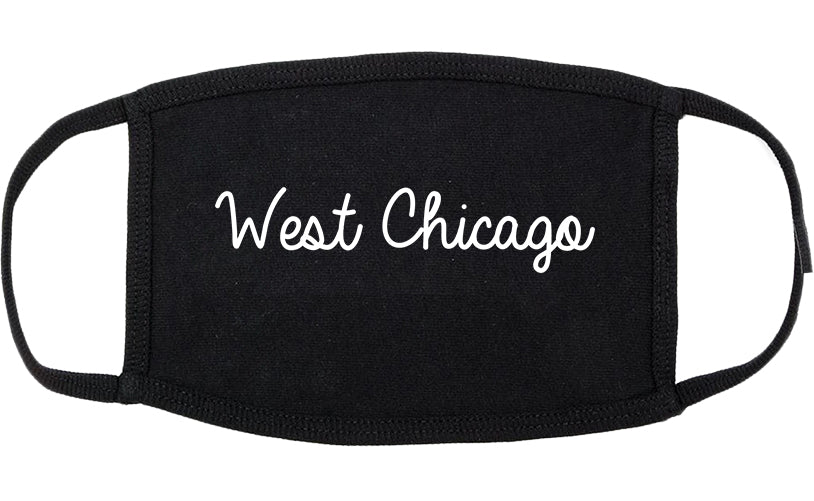 West Chicago Illinois IL Script Cotton Face Mask Black