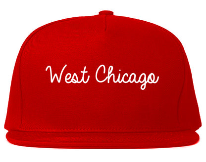 West Chicago Illinois IL Script Mens Snapback Hat Red