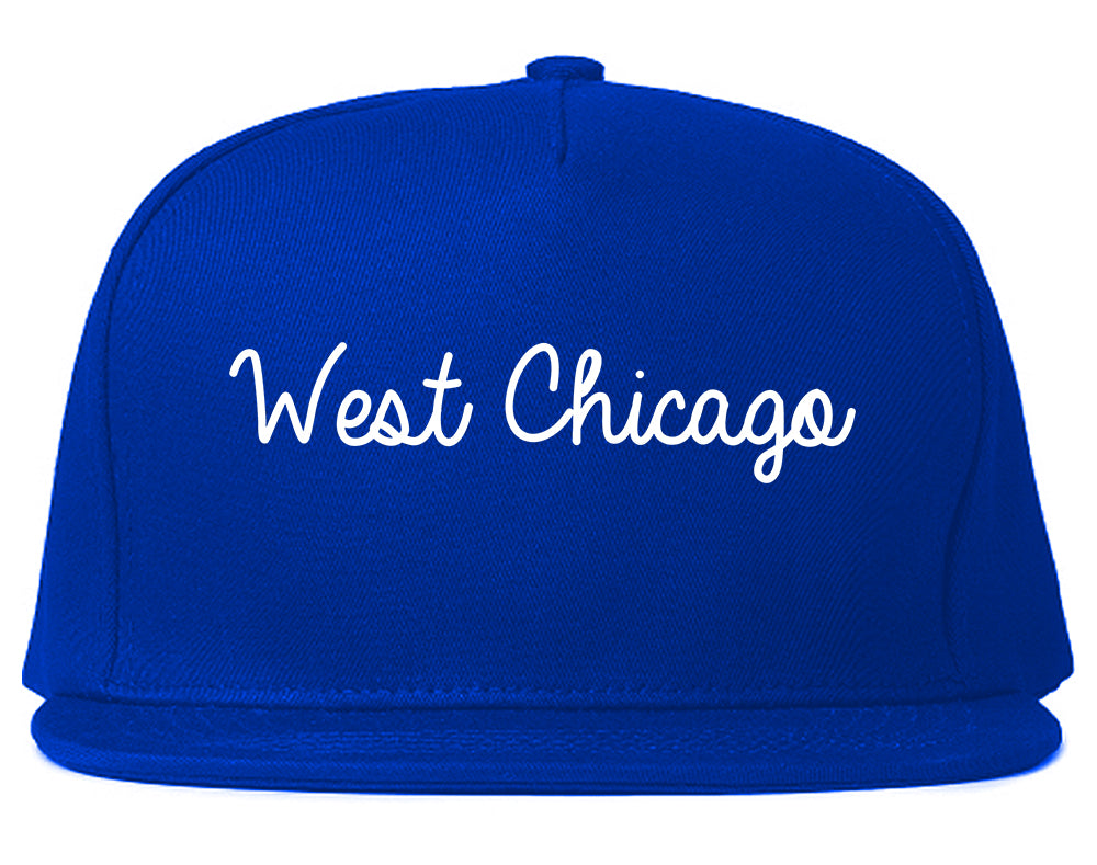 West Chicago Illinois IL Script Mens Snapback Hat Royal Blue