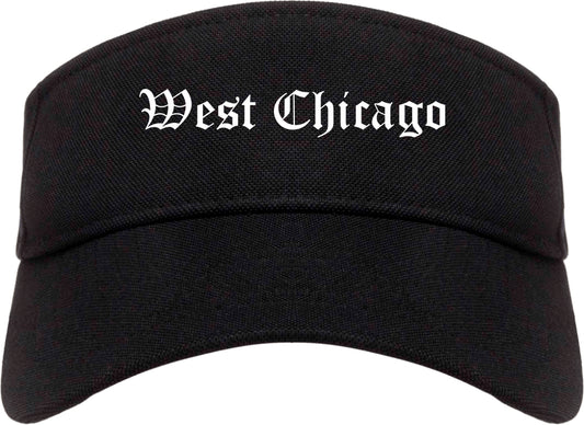 West Chicago Illinois IL Old English Mens Visor Cap Hat Black