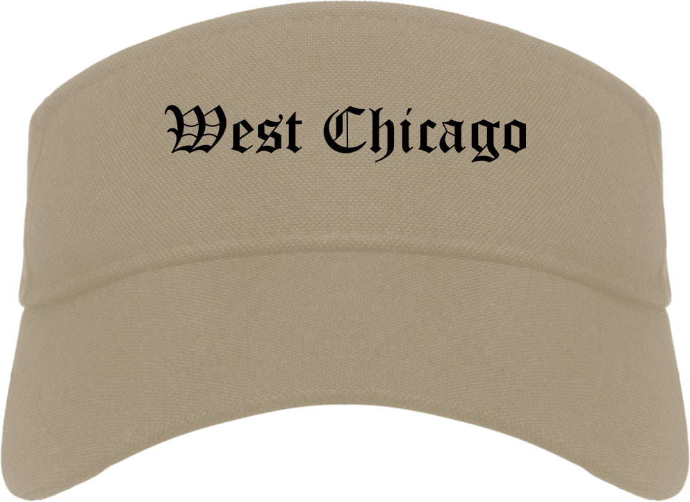 West Chicago Illinois IL Old English Mens Visor Cap Hat Khaki
