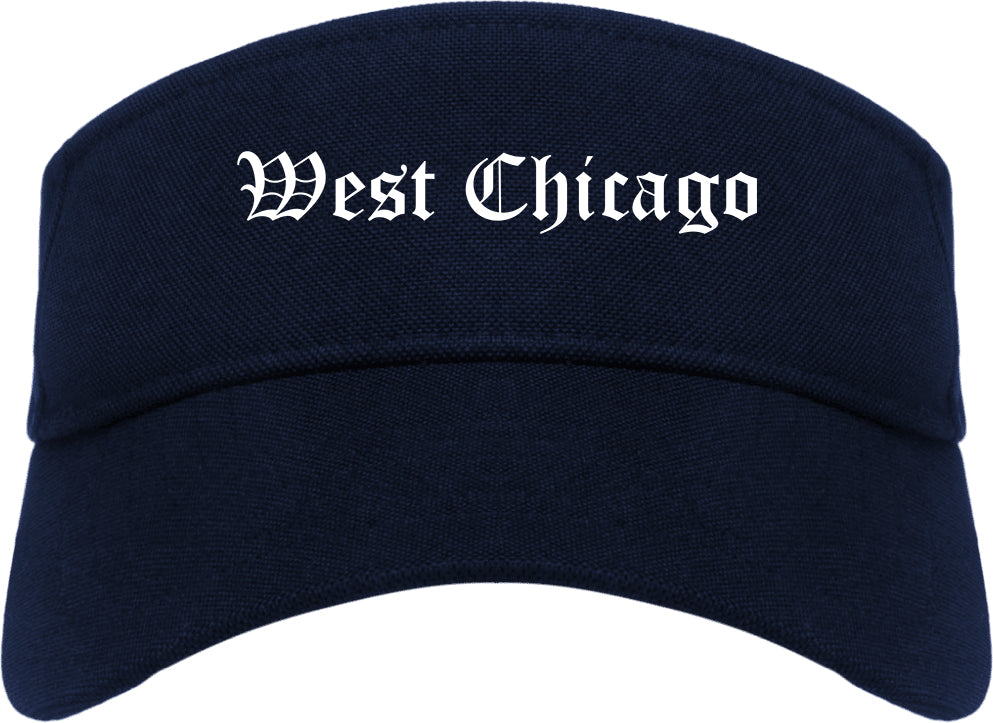 West Chicago Illinois IL Old English Mens Visor Cap Hat Navy Blue