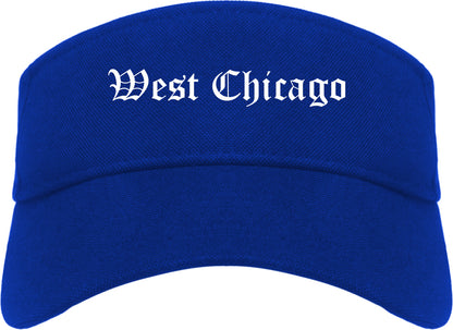 West Chicago Illinois IL Old English Mens Visor Cap Hat Royal Blue
