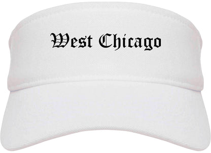 West Chicago Illinois IL Old English Mens Visor Cap Hat White