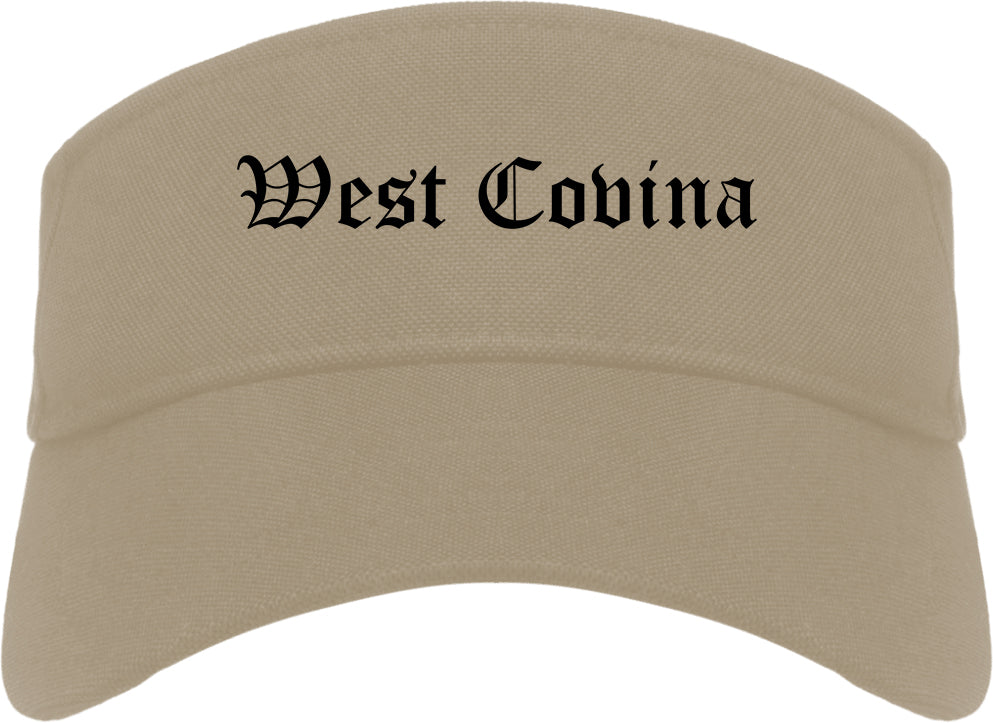 West Covina California CA Old English Mens Visor Cap Hat Khaki