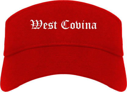 West Covina California CA Old English Mens Visor Cap Hat Red