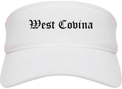 West Covina California CA Old English Mens Visor Cap Hat White