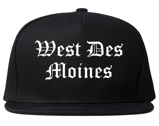 West Des Moines Iowa IA Old English Mens Snapback Hat Black