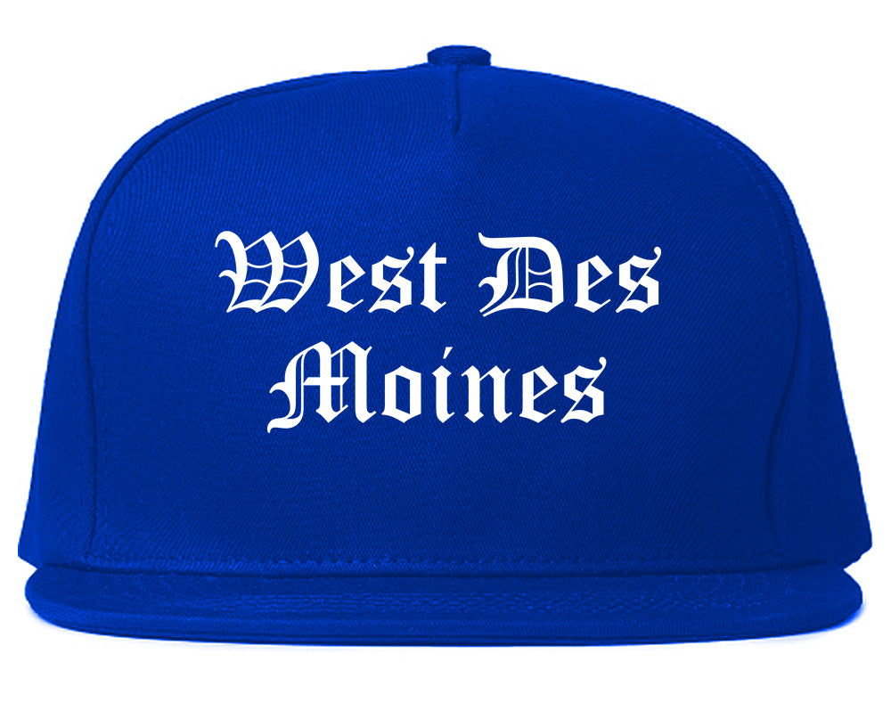 West Des Moines Iowa IA Old English Mens Snapback Hat Royal Blue