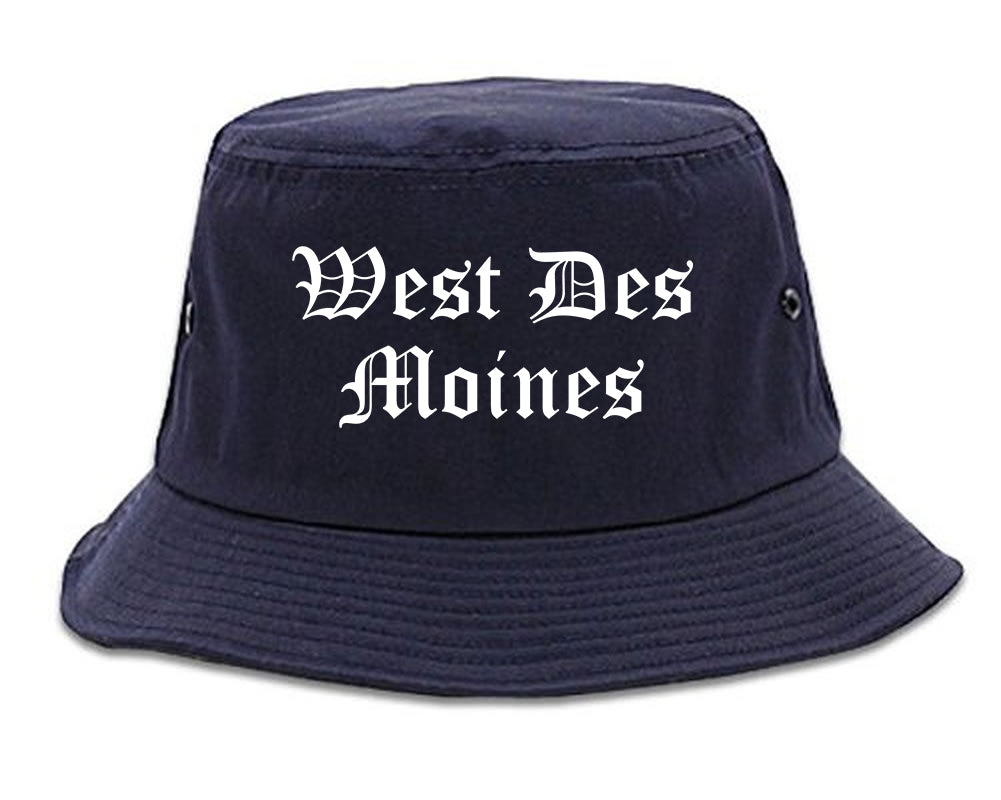 West Des Moines Iowa IA Old English Mens Bucket Hat Navy Blue