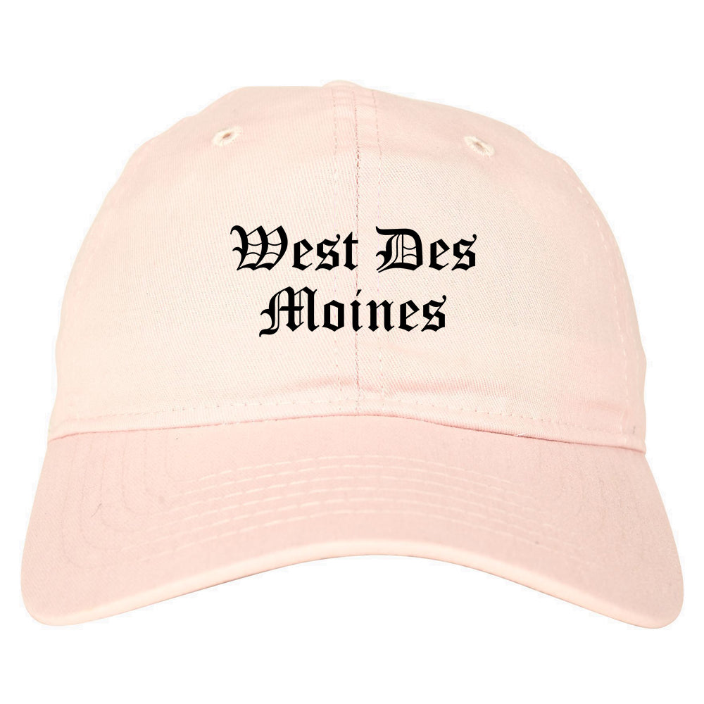 West Des Moines Iowa IA Old English Mens Dad Hat Baseball Cap Pink