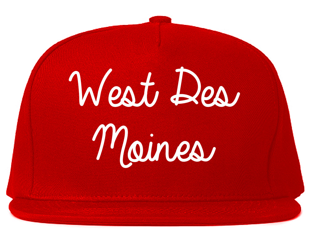 West Des Moines Iowa IA Script Mens Snapback Hat Red