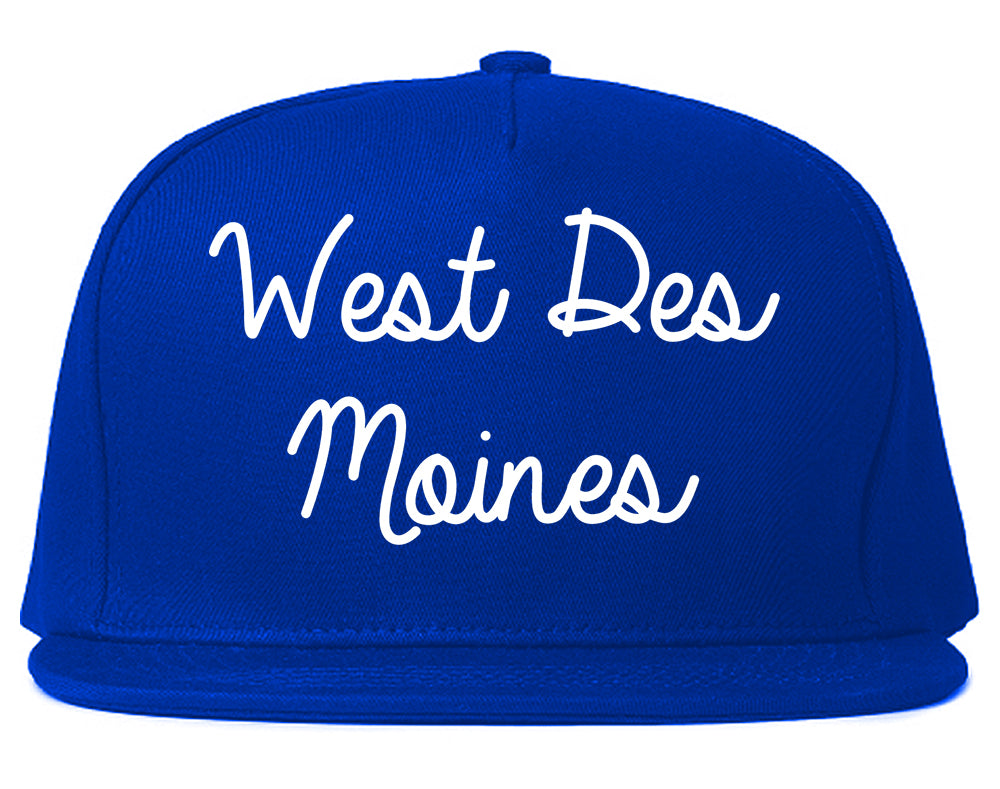 West Des Moines Iowa IA Script Mens Snapback Hat Royal Blue