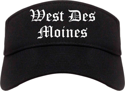 West Des Moines Iowa IA Old English Mens Visor Cap Hat Black