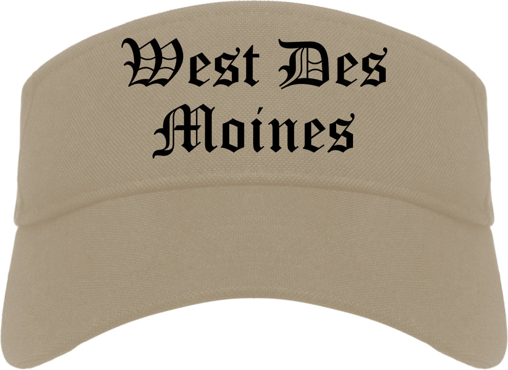 West Des Moines Iowa IA Old English Mens Visor Cap Hat Khaki