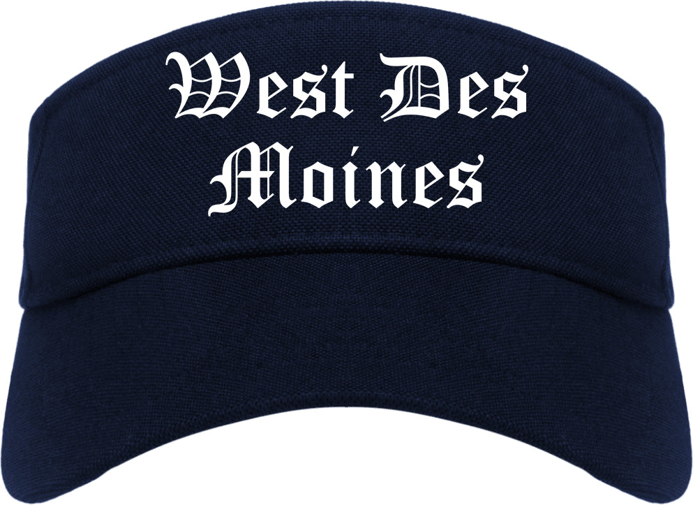 West Des Moines Iowa IA Old English Mens Visor Cap Hat Navy Blue