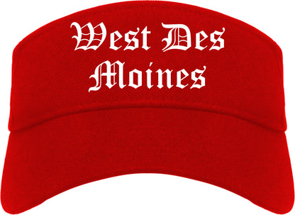 West Des Moines Iowa IA Old English Mens Visor Cap Hat Red