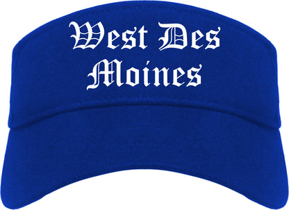 West Des Moines Iowa IA Old English Mens Visor Cap Hat Royal Blue