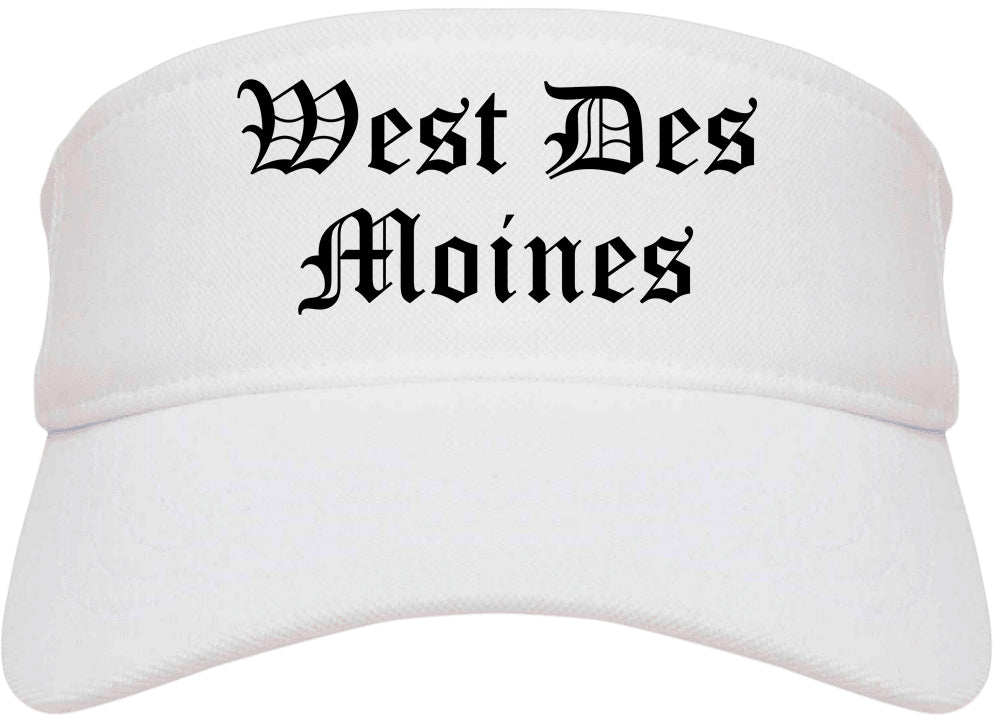 West Des Moines Iowa IA Old English Mens Visor Cap Hat White