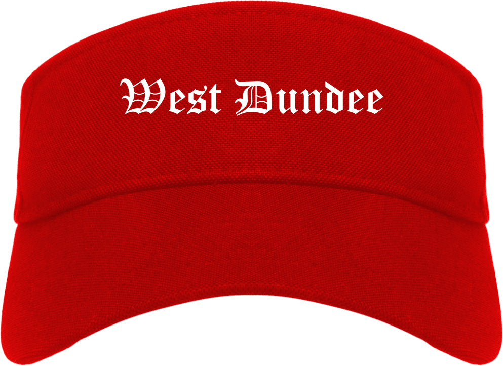 West Dundee Illinois IL Old English Mens Visor Cap Hat Red
