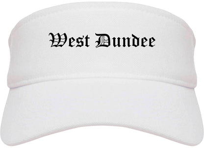 West Dundee Illinois IL Old English Mens Visor Cap Hat White
