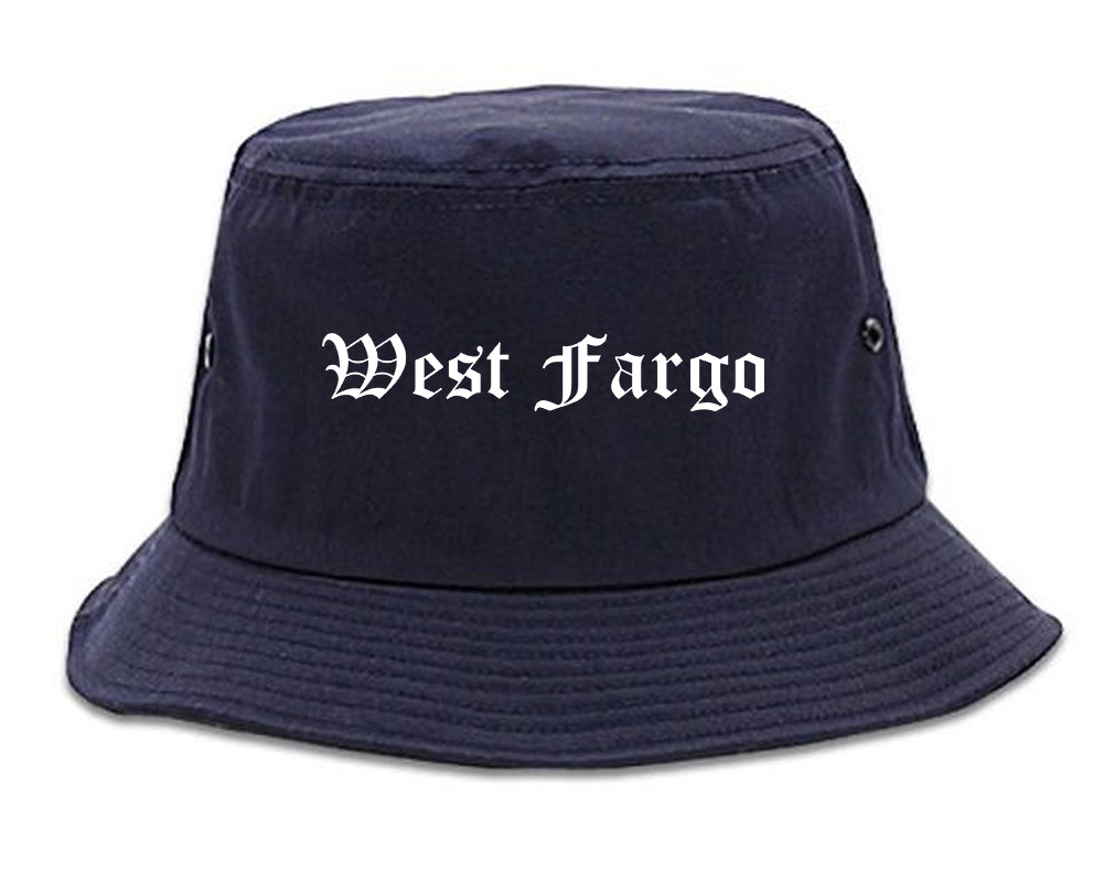 West Fargo North Dakota ND Old English Mens Bucket Hat Navy Blue