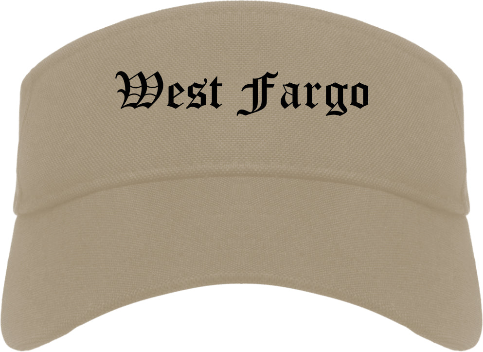 West Fargo North Dakota ND Old English Mens Visor Cap Hat Khaki