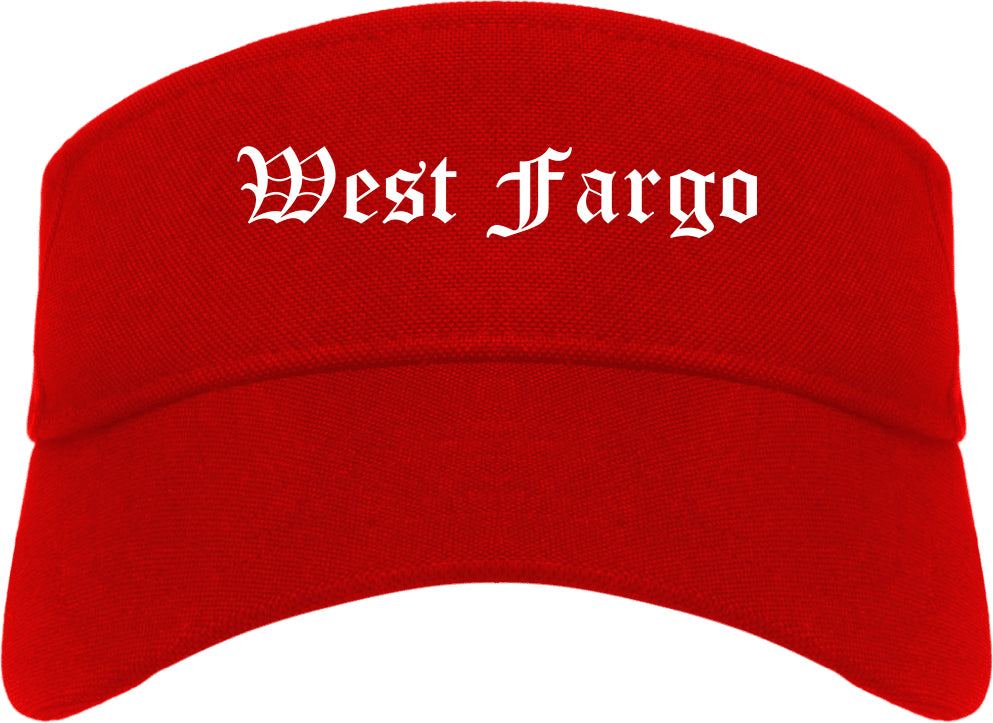 West Fargo North Dakota ND Old English Mens Visor Cap Hat Red