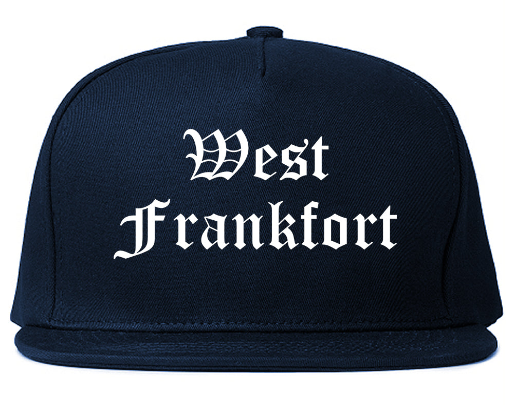 West Frankfort Illinois IL Old English Mens Snapback Hat Navy Blue