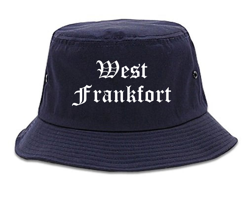 West Frankfort Illinois IL Old English Mens Bucket Hat Navy Blue