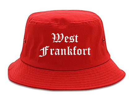 West Frankfort Illinois IL Old English Mens Bucket Hat Red