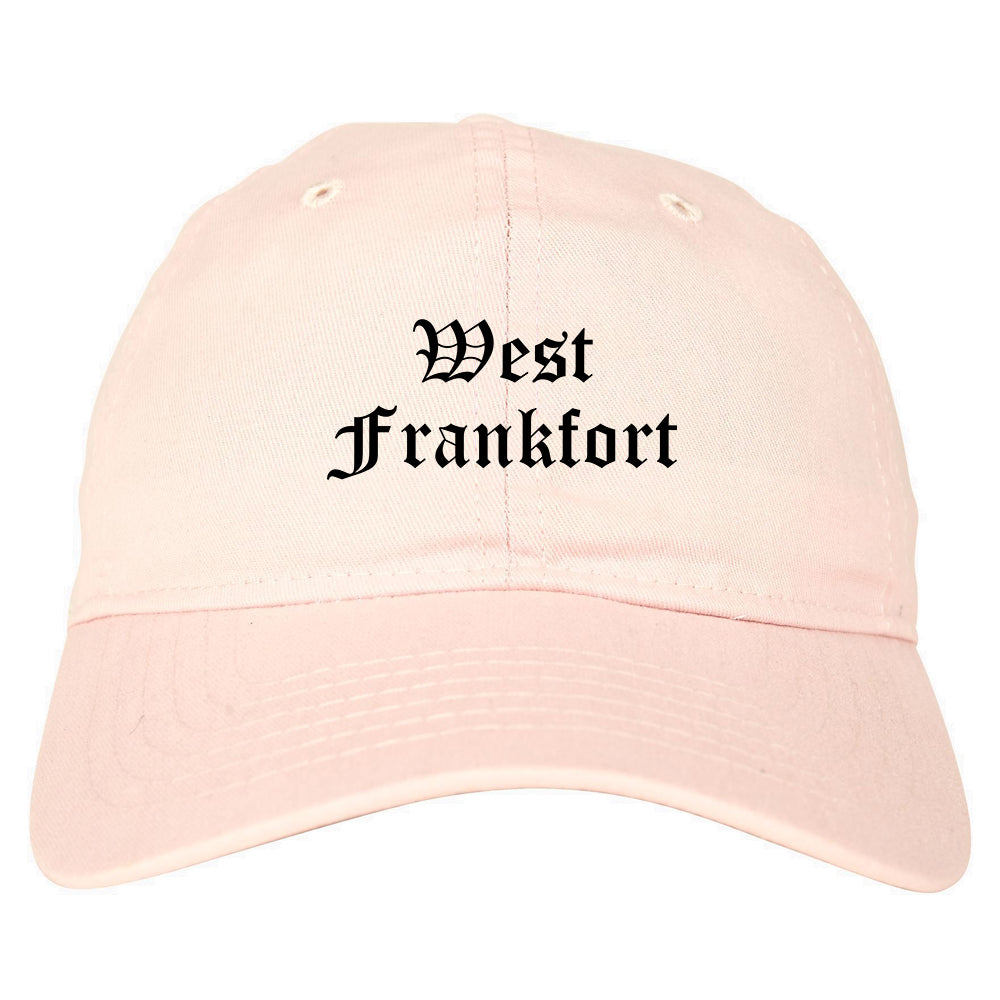 West Frankfort Illinois IL Old English Mens Dad Hat Baseball Cap Pink