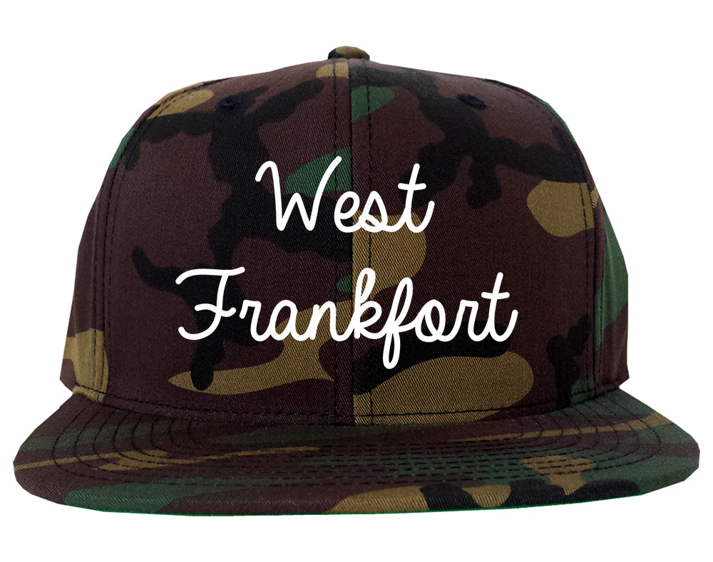 West Frankfort Illinois IL Script Mens Snapback Hat Army Camo
