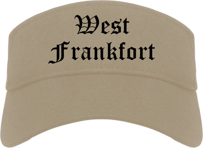 West Frankfort Illinois IL Old English Mens Visor Cap Hat Khaki