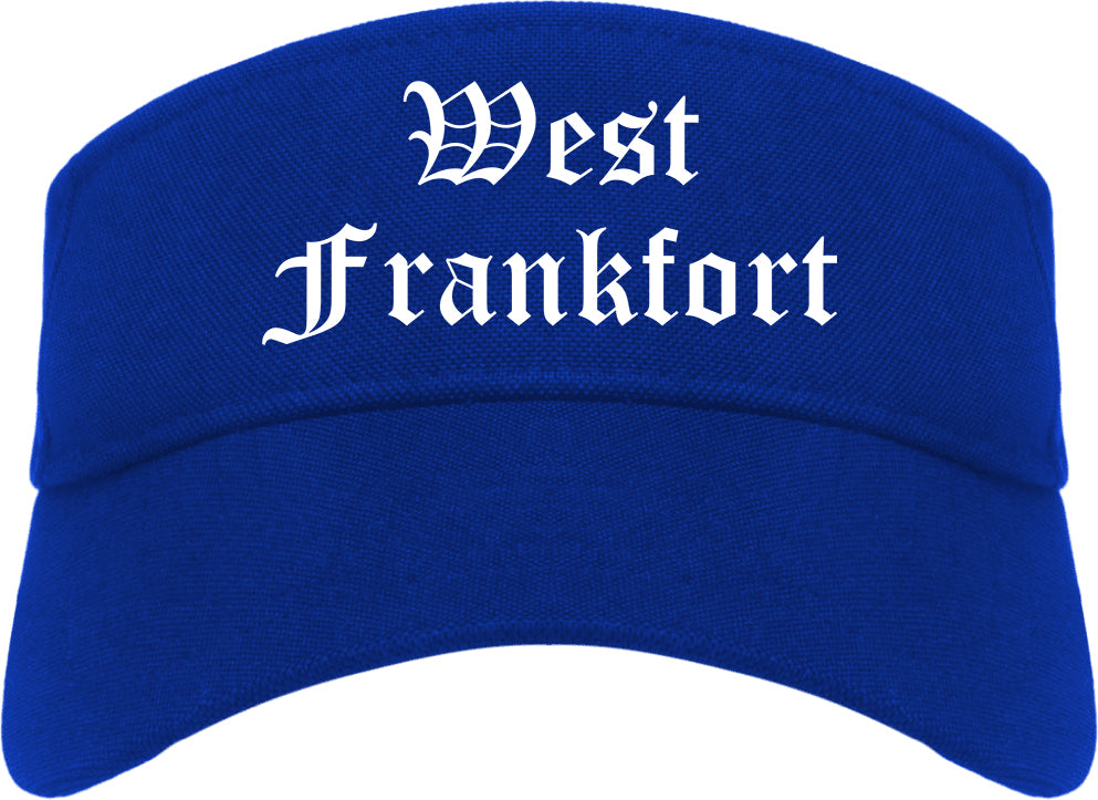 West Frankfort Illinois IL Old English Mens Visor Cap Hat Royal Blue