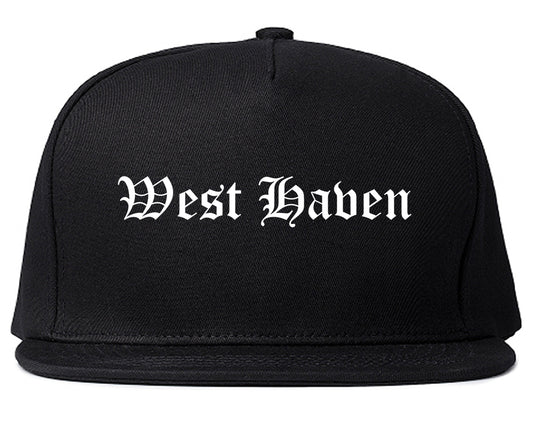 West Haven Connecticut CT Old English Mens Snapback Hat Black