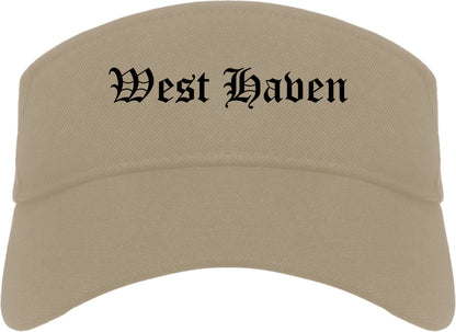 West Haven Utah UT Old English Mens Visor Cap Hat Khaki