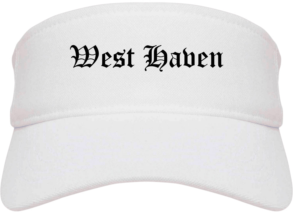 West Haven Utah UT Old English Mens Visor Cap Hat White