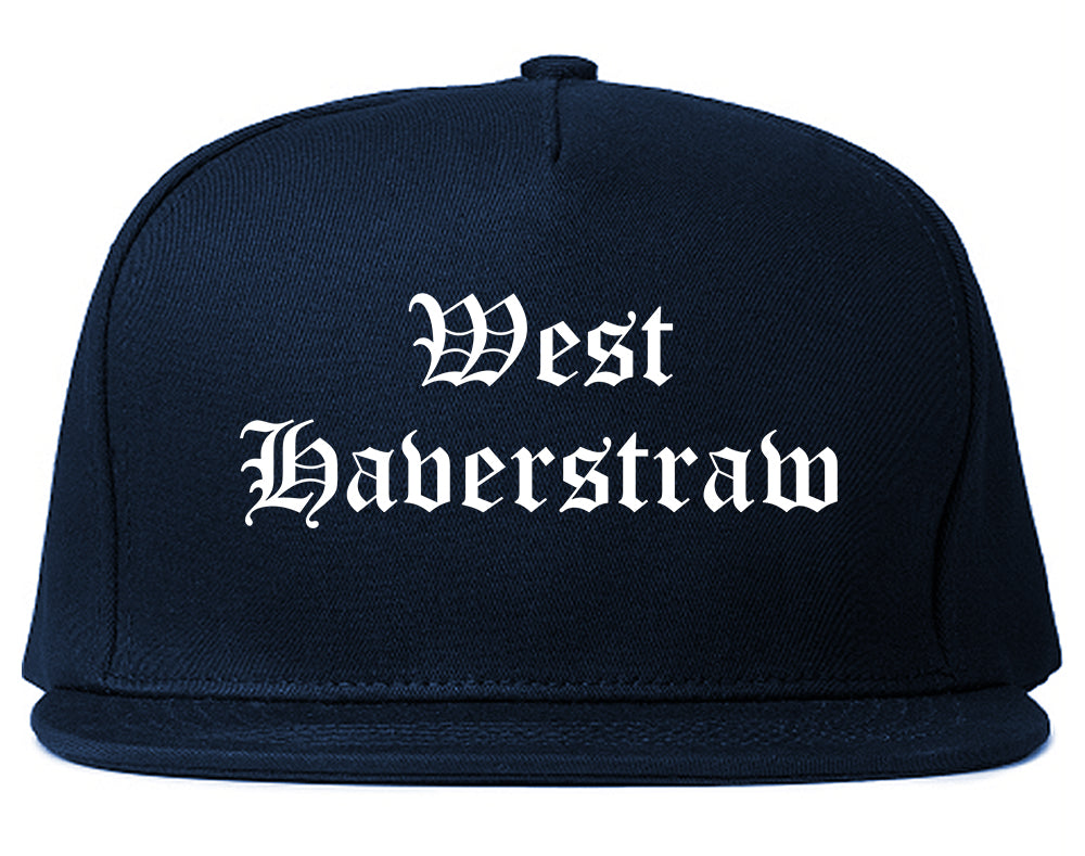 West Haverstraw New York NY Old English Mens Snapback Hat Navy Blue