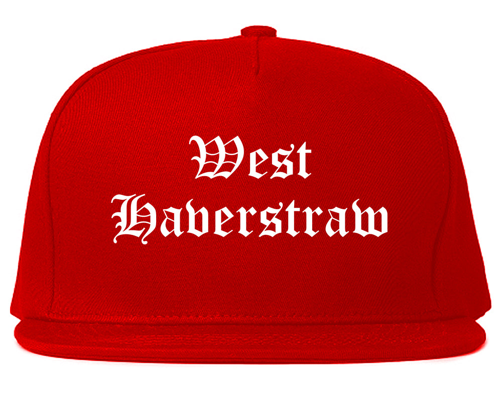 West Haverstraw New York NY Old English Mens Snapback Hat Red