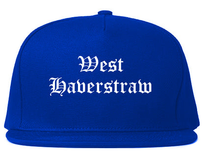 West Haverstraw New York NY Old English Mens Snapback Hat Royal Blue