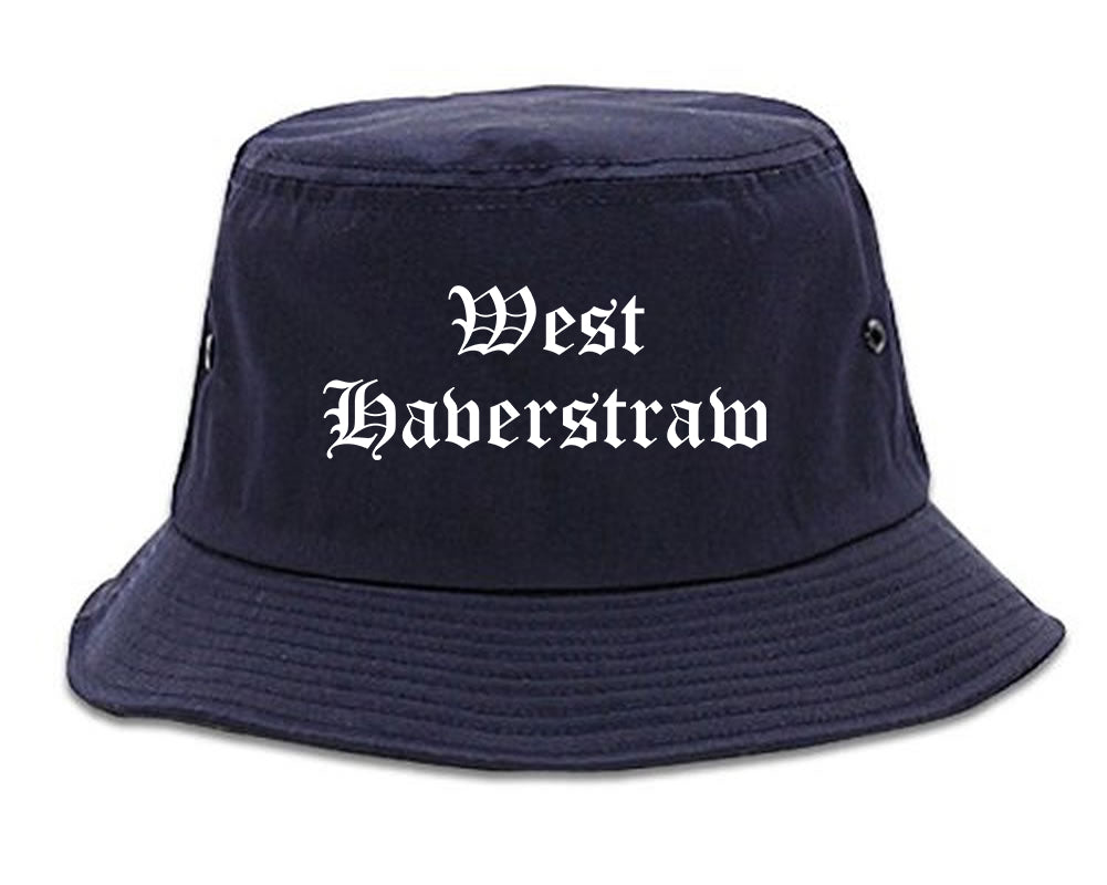 West Haverstraw New York NY Old English Mens Bucket Hat Navy Blue