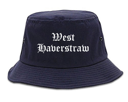 West Haverstraw New York NY Old English Mens Bucket Hat Navy Blue