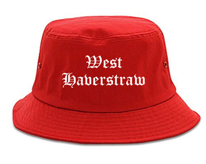 West Haverstraw New York NY Old English Mens Bucket Hat Red