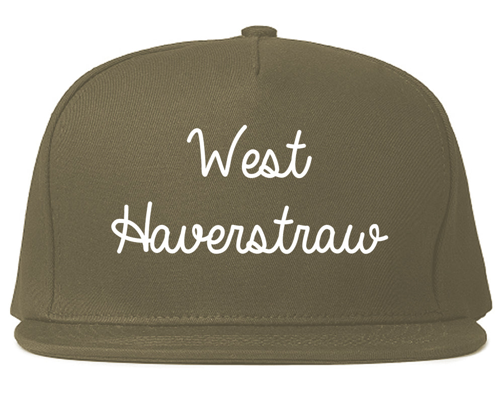 West Haverstraw New York NY Script Mens Snapback Hat Grey
