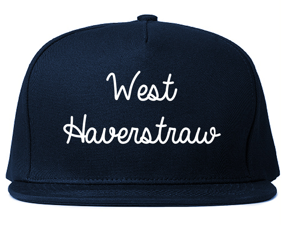 West Haverstraw New York NY Script Mens Snapback Hat Navy Blue