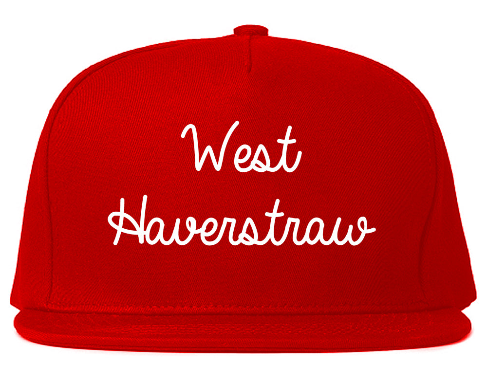West Haverstraw New York NY Script Mens Snapback Hat Red