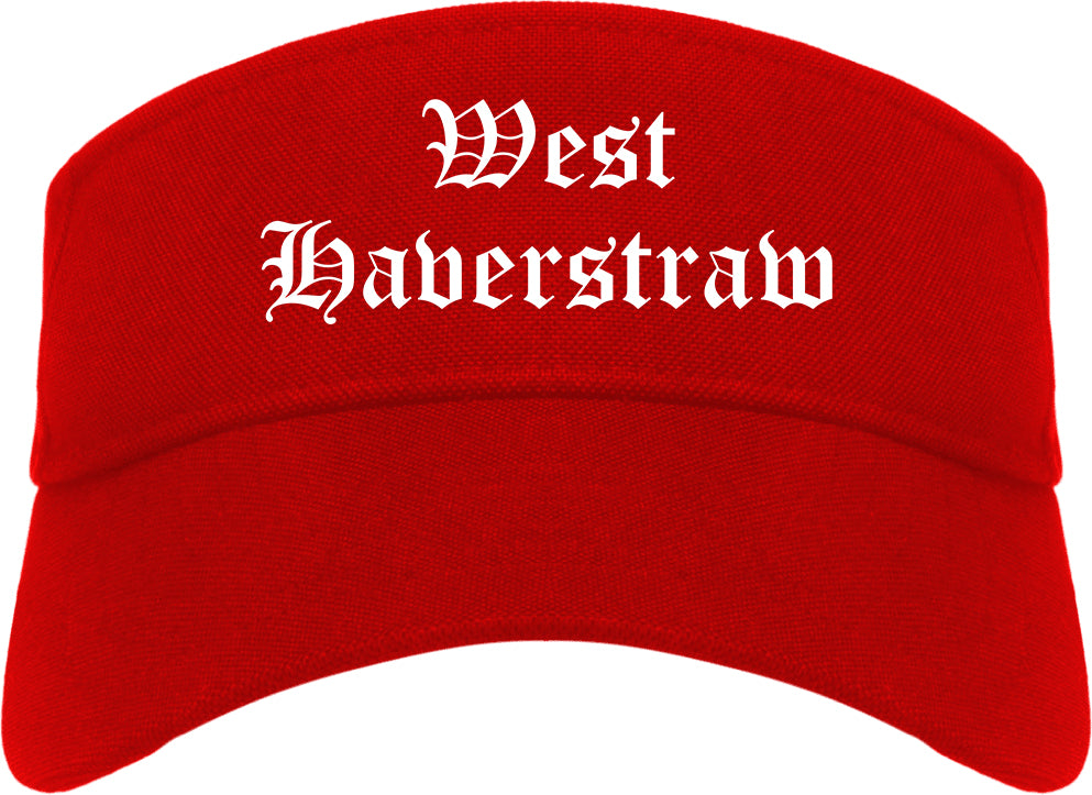 West Haverstraw New York NY Old English Mens Visor Cap Hat Red