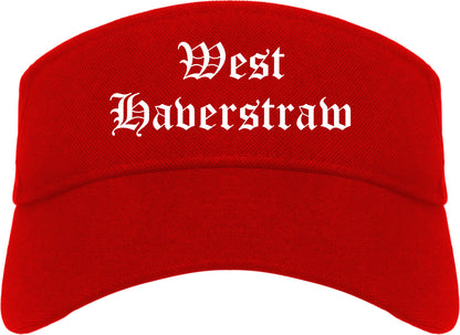 West Haverstraw New York NY Old English Mens Visor Cap Hat Red